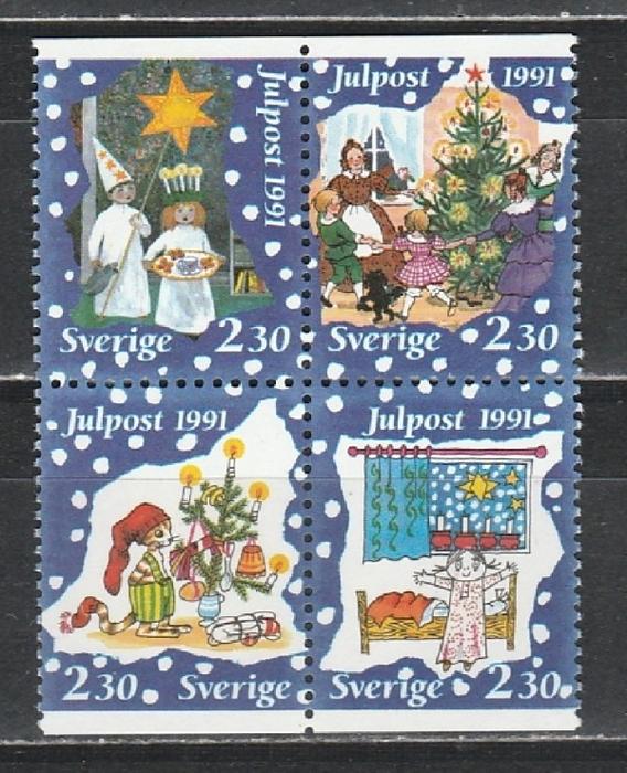 Швеция 1991, Рождество Иллюстрации к Детским Книгам, квартблок